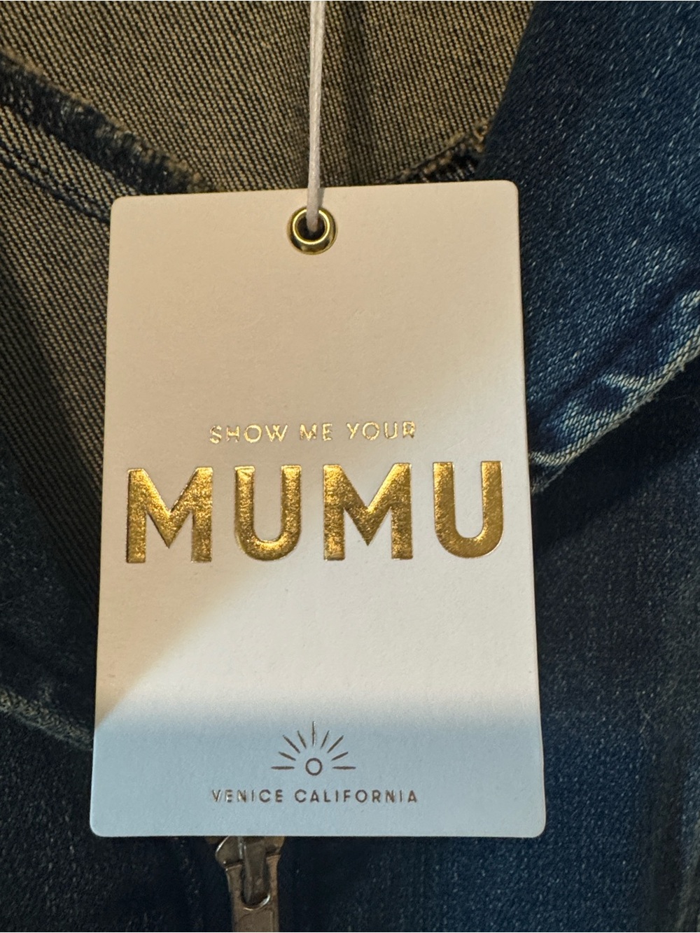 Show Me Your MuMu Dark Blue Denim Wide-Leg Jacksonville Jumpsuit with Belt. - Picture 2 of 8